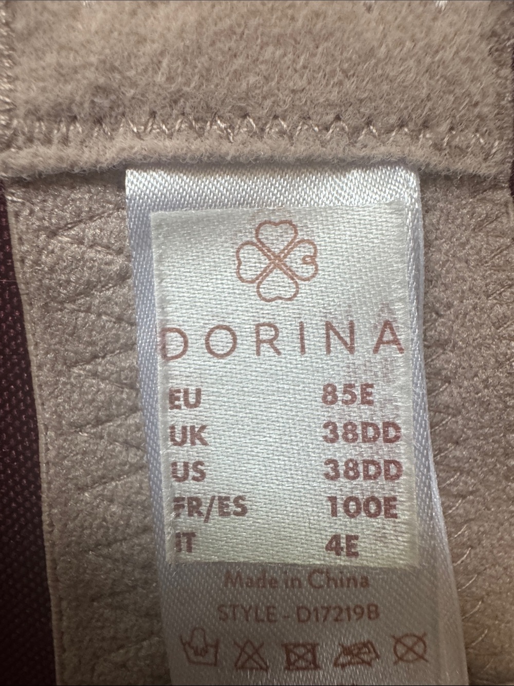 Dorina Underwire Bra Taupe / Light Beige with Ivory / Taupe Lace Overlay - 38 DD - Picture 7 of 12